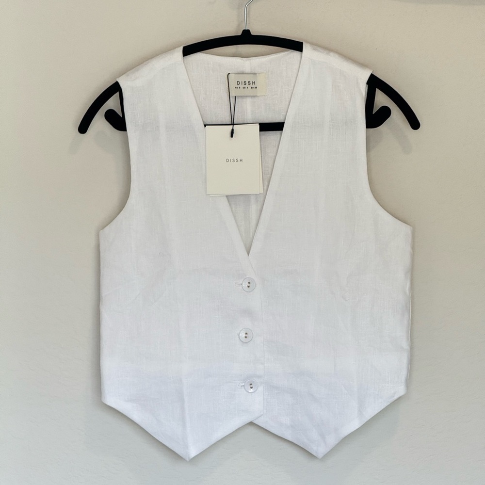 DISSH Banks White Linen Vest